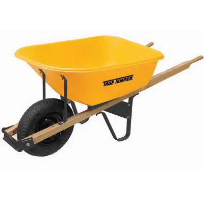 Wheelbarrow, Polyethelyne With Wood Handles, 6-Cu. Ft.