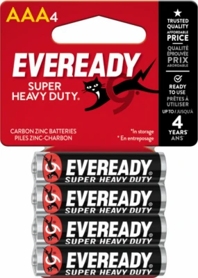 Super Heavy Duty AAA (Triple A) Battery, 4 Count