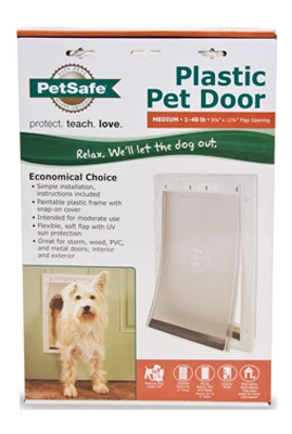 Pet Door, White Plastic, Medium
