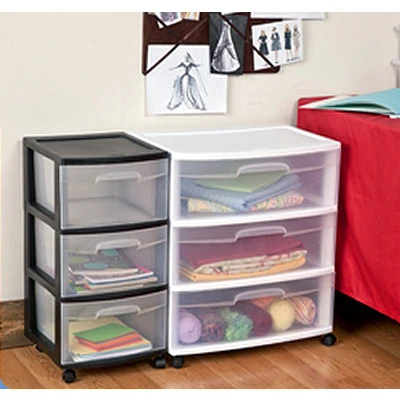 3-Drawer Wide Storage Cart with Durable Wheels and Spacious Drawers