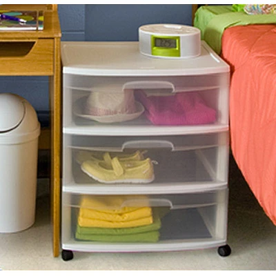 3-Drawer Wide Storage Cart with Durable Wheels and Spacious Drawers