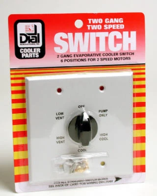Evaporative Cooler Wall Switch, 2-Speed, 6-Position, Metal