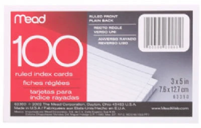 Ruled Index Cards, 3 x 5 In., 100-Pk.