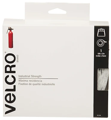 Sticky Back Fastener Tape, Industrial Strength, White, 2 In. x 1 Ft.