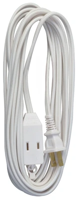20 Foot 16 Gauge 2 Conductor SPT-2 White Vinyl Cube Tap Extension Cord