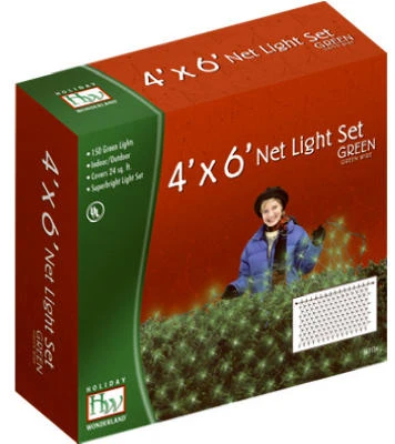 Christmas Green Net Light Set, 150 Count Bulbs, 4 by 6 Feet