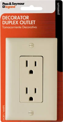 Pass & Seymour Ivory 2-Pole 3-Wire Grounding Decorator Duplex Receptacle