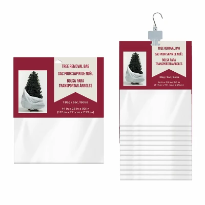 White Tree Removal Bag With Clip Strip, 44 X 28 X 90 Inches, Fits 7 Foot Tree
