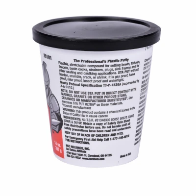 Hercules Sta-Put Plumber's Putty, 14 Ounce Tube, Durable and Waterproof