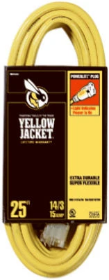 Yellow Jacket Extension Cord, 15A 14 Gauge, 25 Ft.