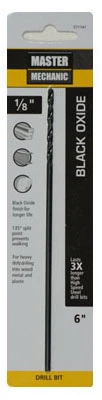 1/8 Inch by 6 Inch High-Speed Steel Black Oxide Coated Drill Bit