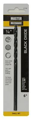 1/4 Inch by 6 Inch High-Speed Steel Black Oxide Drill Bit