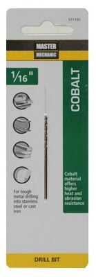 1/16 Inch by 1 and 7/8 Inch Cobalt High-Speed Steel Drill Bit