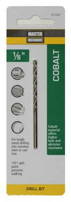 1/8 Inch by 2 and 3/4 Inch Cobalt High-Speed Steel Drill Bit