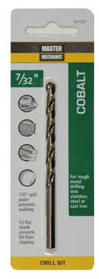 7/32 Inch by 3 and 3/4 Inch Cobalt High-Speed Steel Drill Bit