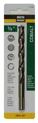 3/8 Inch by 5 Inch Cobalt High-Speed Steel Drill Bit for Metal Drilling