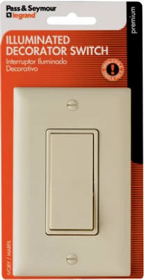 Pass & Seymour Ivory Single-Pole Premium Decorator Lighted Switch