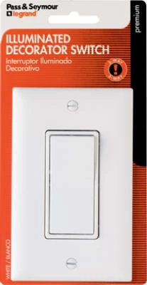 Pass & Seymour 3-Way Premium Decorator Lighted Quiet Switch, White