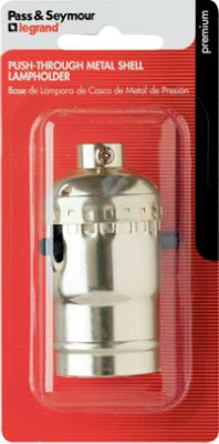 Pass & Seymour Metal Shell Light Socket, Push-Through, Brass Finish, 250-Volt, 660-Watt