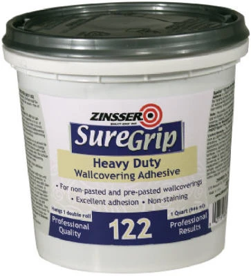 SureGrip 122 Wallcovering Adhesive, Clear, 1-Qt.