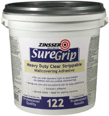 SureGrip 122 Heavy-Duty Wallcovering Adhesive, Strippable, Clear, Gallon