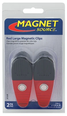 Magnetic Clips, Large, Red, 2-Pk.