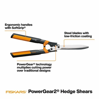 PowerGear2 Hedge Shears 23 Inch with Enhanced Gear Technology for Effortless Cutting