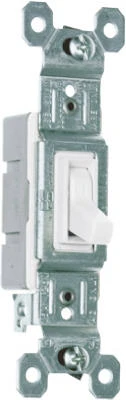 Pass & Seymour Toggle Switch, SP, Grounding, White, 120-Volt, 15-Amp