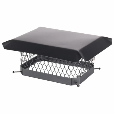 Black Steel Chimney Cap, Durable Weather-Resistant, 9 Inch by 13 Inch