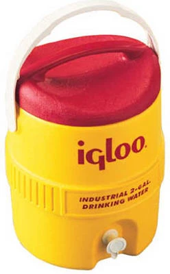 IGLOO Commercial Water Cooler, Safety Yellow/Red Lid, Plastic, 2-Gallons
