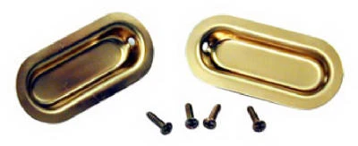 Sliding Door Pull, Bright Brass Oval, 1-3/8 In., 2-Pk.