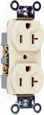 Pass and Seymour Heavy-Duty Duplex Outlet, Light Almond, 125 Volt, 20 Amp