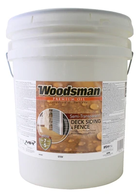 Woodsman Deck & Siding Stain, Oil Base, Semi-Transparent Light Base, 5 Gallons