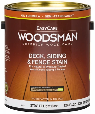 Woodsman Deck & Siding Stain, Oil Base, Semi-Transparent Light Base, 1 Gallon