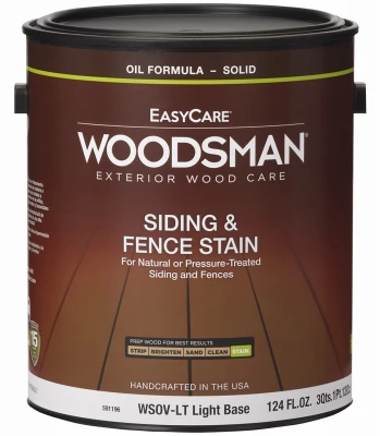 Woodsman House & Trim Stain, Oil Base, Solid-Color, Light Base, 1 Gallon