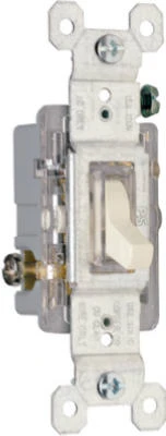 Pass & Seymour Illuminated Toggle Switch, SP, Grounding, Light Almond, 120-Volt, 15-Amp