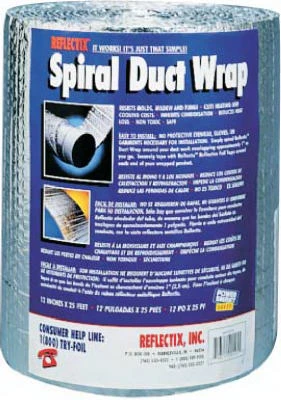 Reflective Insulation, Duct Wrap, Foil, 12 In. x 25 Ft.