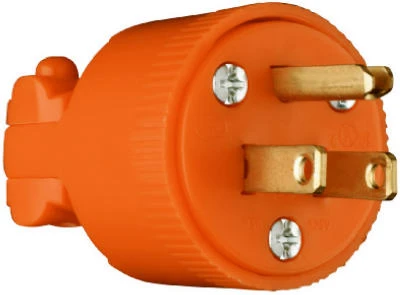 Pass and Seymour Residential Heavy-Duty Orange Vinyl Construction Plug, 2-Pole 3-Wire, 15 Ampere, 125 Volt
