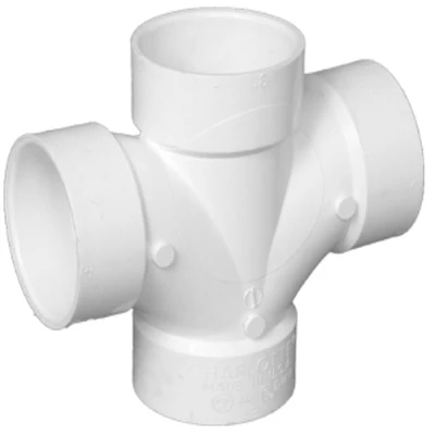 Schedule 40 DWV PVC Double Sanitary Tee, White, 1-1/2 In.