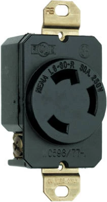 Pass & Seymour Locking Outlet, Black, NEMA L6-30r, 250-Volt