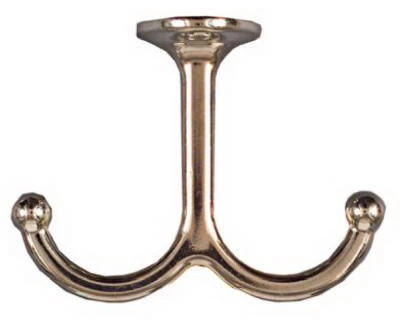 Wall Hook for Clothes, Under-Shelf, Double Prong, Nickel, 2-Pk.