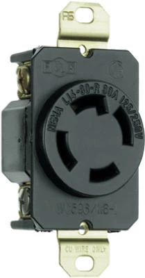 Pass & Seymour Locking Outlet, Black, NEMA L14-30r, 125/250-Volt