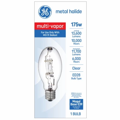 Multi-Vapor Metal Halide Light Bulb, Clear, 175 Watt