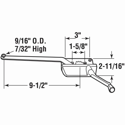 Right Hand Casement Window Operator, Bronze Finish, 9 and 1/2 Inch Length