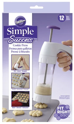 Cookie Press with Multiple Decorative Discs for Shaping Dough