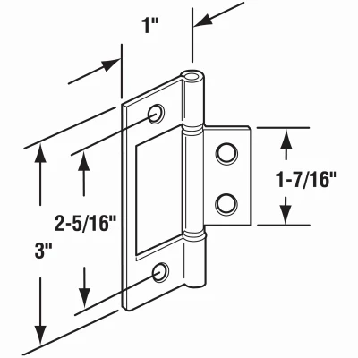 Bi-Fold Door Hinges, Non-Mortise Style, Brass Plated, 2-Pk.