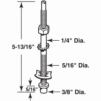 Bi-Fold Door Bottom Pivot Pin Assembly, 3/8 In. D Nylon Cap