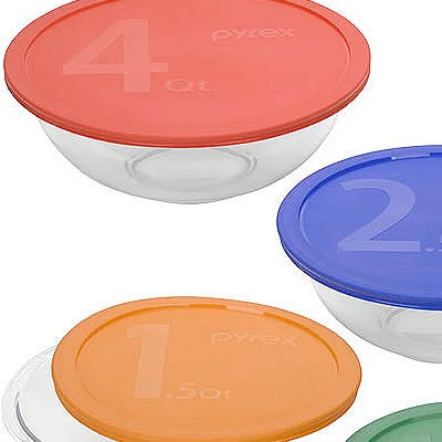 Eight Piece Mixing Bowl Set with Colored Lids for Easy Identification