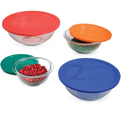 Eight Piece Mixing Bowl Set with Colored Lids for Easy Identification