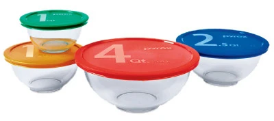 Eight Piece Mixing Bowl Set with Colored Lids for Easy Identification